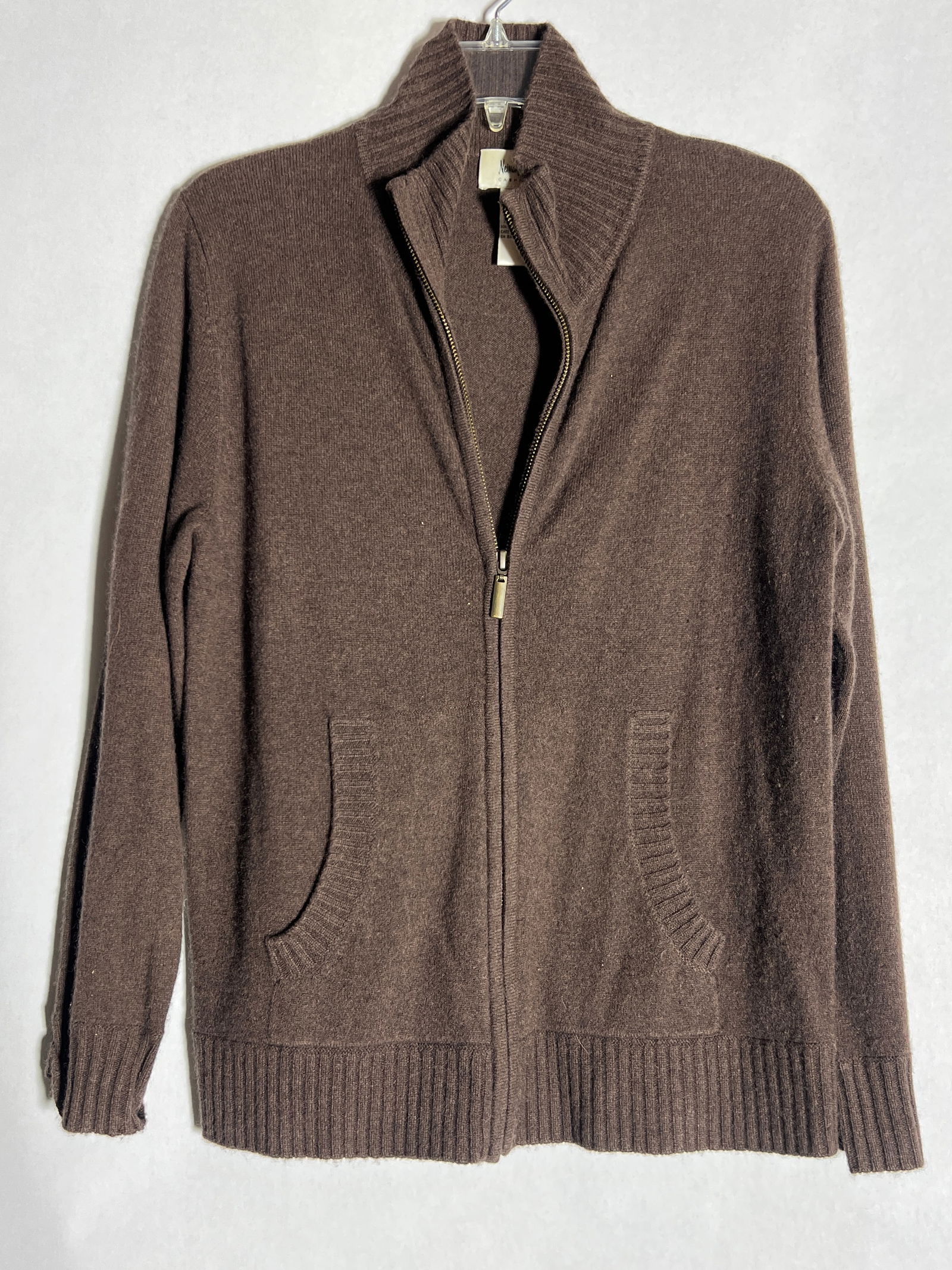 Sz S Neiman Marcus Cashmere Sweater: Brown Zip Up