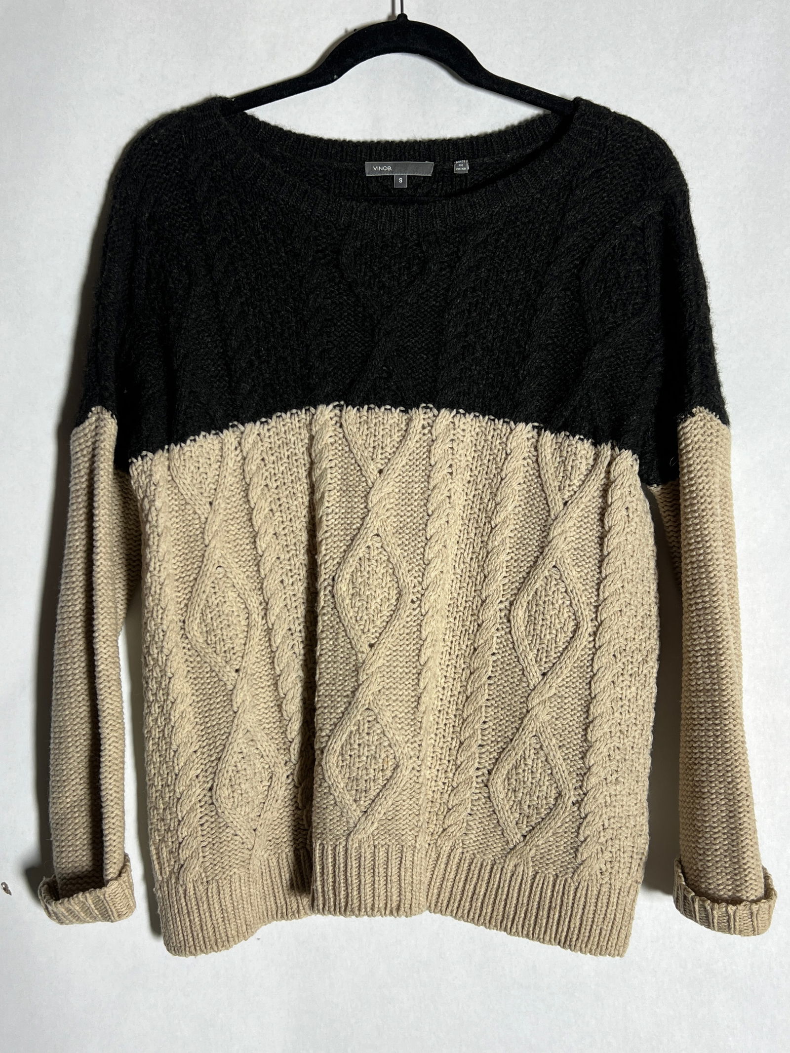Sz S Vince. Yak & Wool Blend Sweater: Color Block