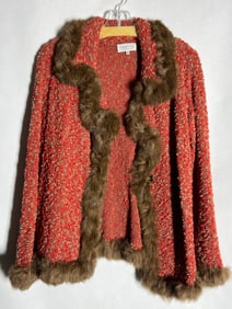 Sz S Roberta Frost Rabbit Trimmed Jacket