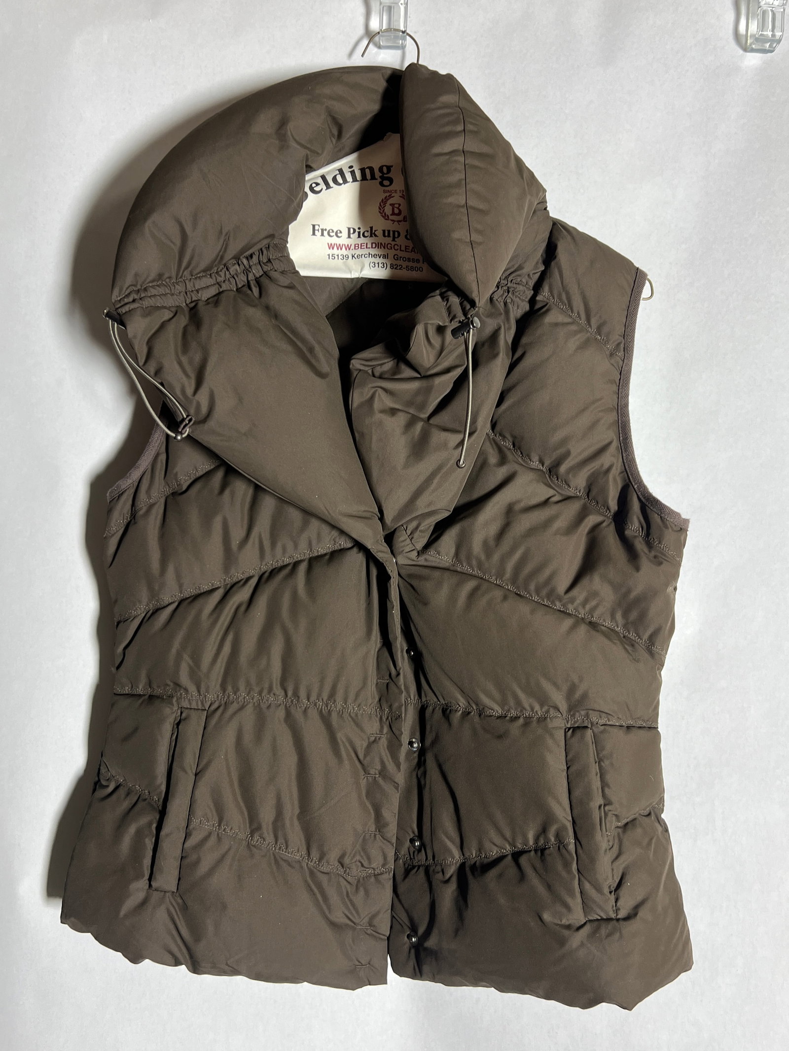 Sz M Elie Tahari Goose Down Winter Vest: brown puffer