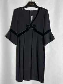 Sz 4 St John Evening Velvet Trimmed Dress