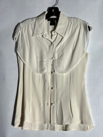 Sz 4 Christian Siriano Silk Trim Blouse