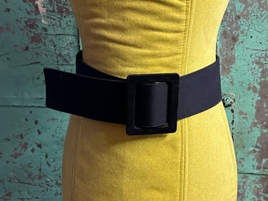 Sz S YSL Yves Saint Laurent Dupioni Silk on Leather Designer Belt