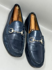 Mens Sz 9.5D Gucci Leather Bridle Buckle Driving Loafers Shoes