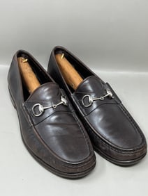 Mens Sz 10D Gucci Leather Bridle Buckle Driving Loafers Shoes