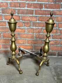Brass Fireplace Andirons Andiron Pair