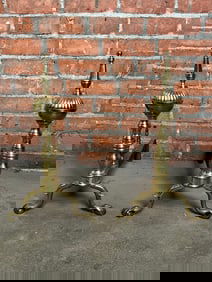 Brass Fireplace Andirons Andiron Pair