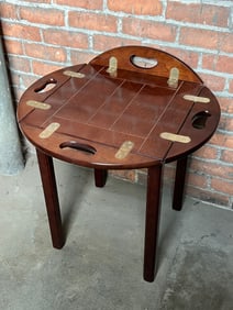 Mahogany Butler's Tray Table Butler Table w Brass Banding