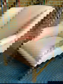 Pink Upholstered Marlborough Legged Wingback Armchairs