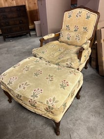 Upholstered Downfilled Armchair and Ottoman