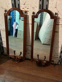Pair of Wood Framed Sconce Mirrors