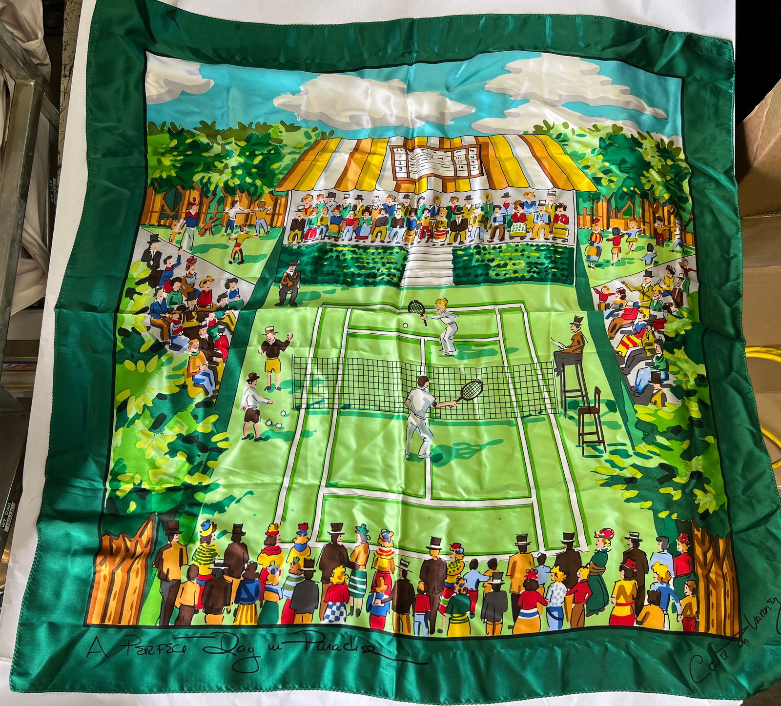 Carlton Varney Tennis A Perfect Day Silk Designer Scarf (1 of 9)