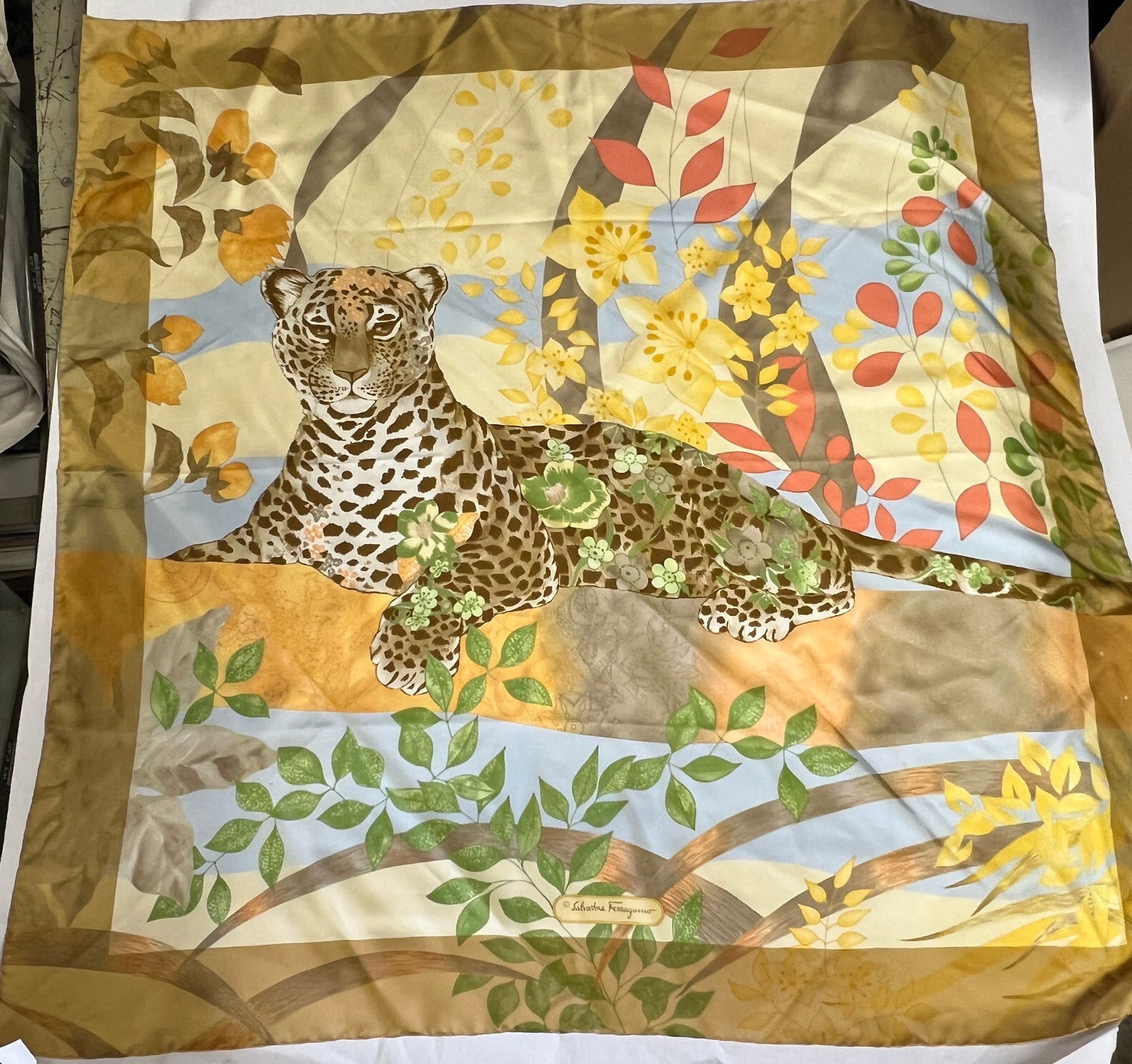 Silk Salvatore Ferragamo Cheetah Silk Scarf (1 of 7)