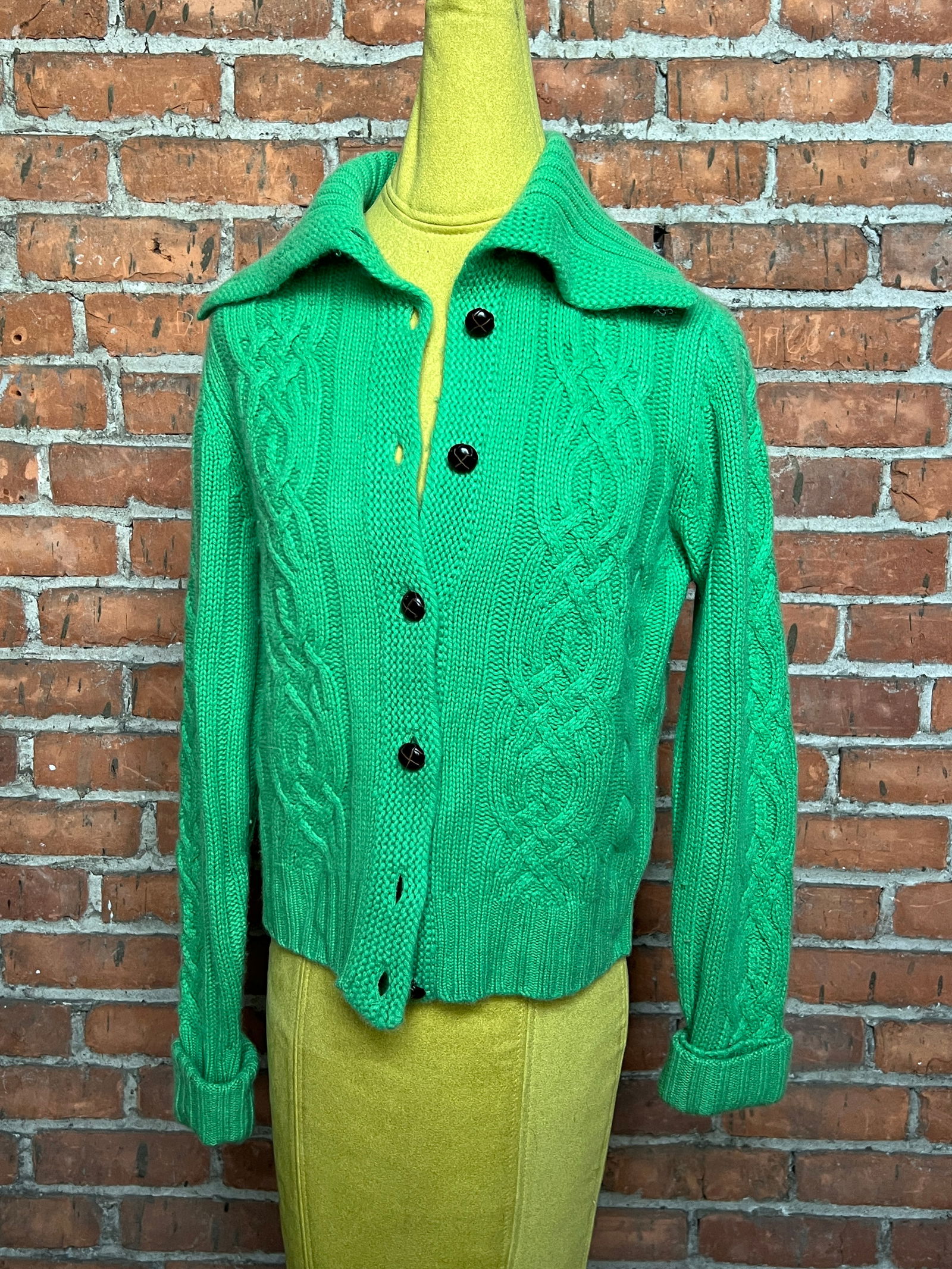 Sz L White & Warren 100% Cashmere Sweater: Green