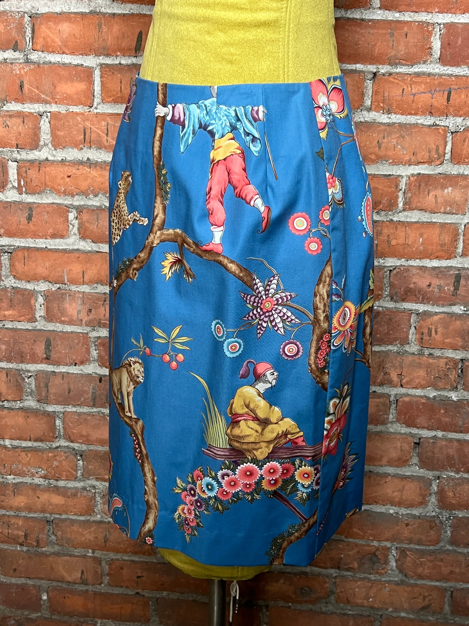 Steven Stolman Sz 6 Chinoiserie Toile Skirt A line: unique pattern