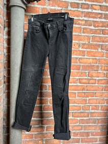 Sz 29 J Brand Distresed Black Stretch Denim Pants