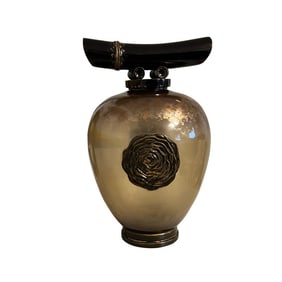 Vintage Asian Amber Glass Wish Keeper Urn Jar