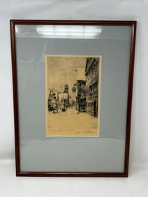 Signed Paul Geissler Etching Antique Print