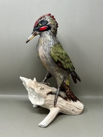 Goebel Porcelain Green Woodpecker Bird Figurine