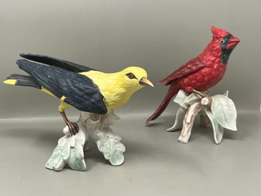 Pair of Goebel Vintage Porcelain Bird Figurines Cardinal Golden Oriole