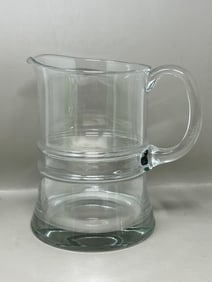 Vintage Colony Tall Ships Handled Banded Glass Pitcher Jug