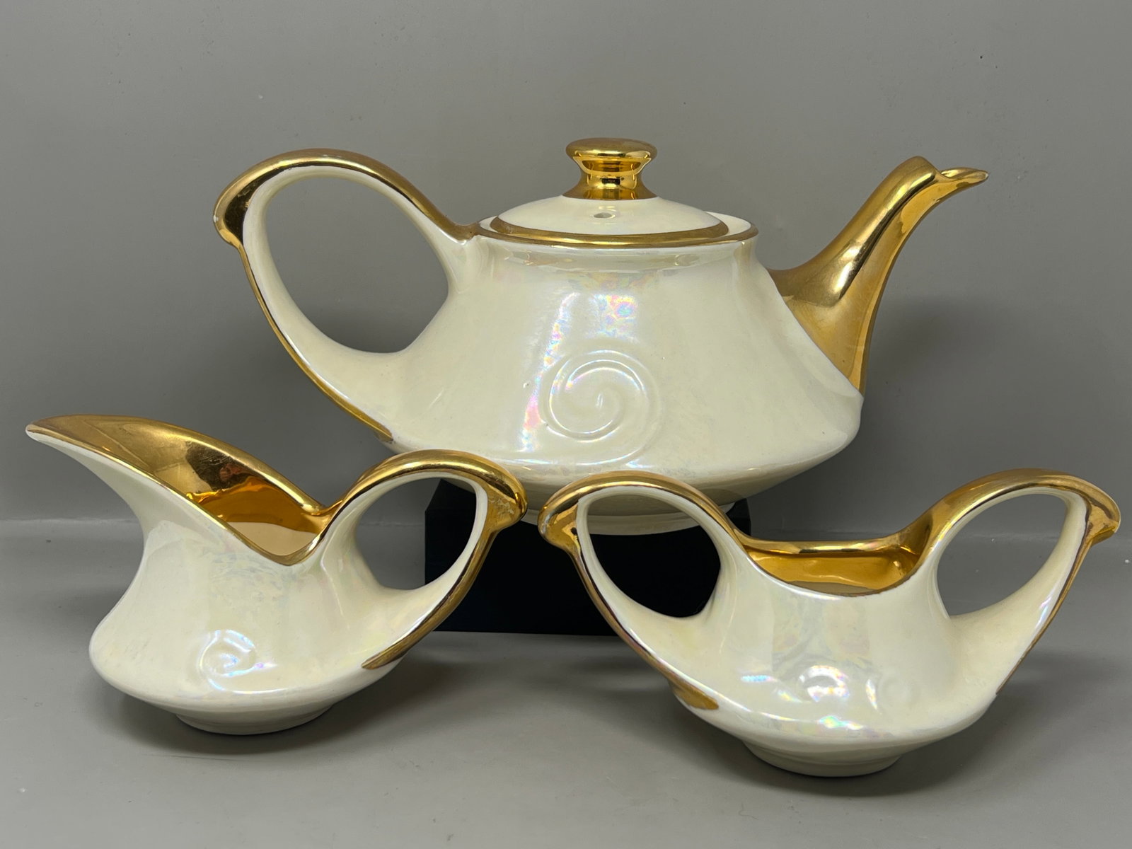Midcentury Pearl China Company Aladdin Tea Set Teapot Cream Sugar: great condition