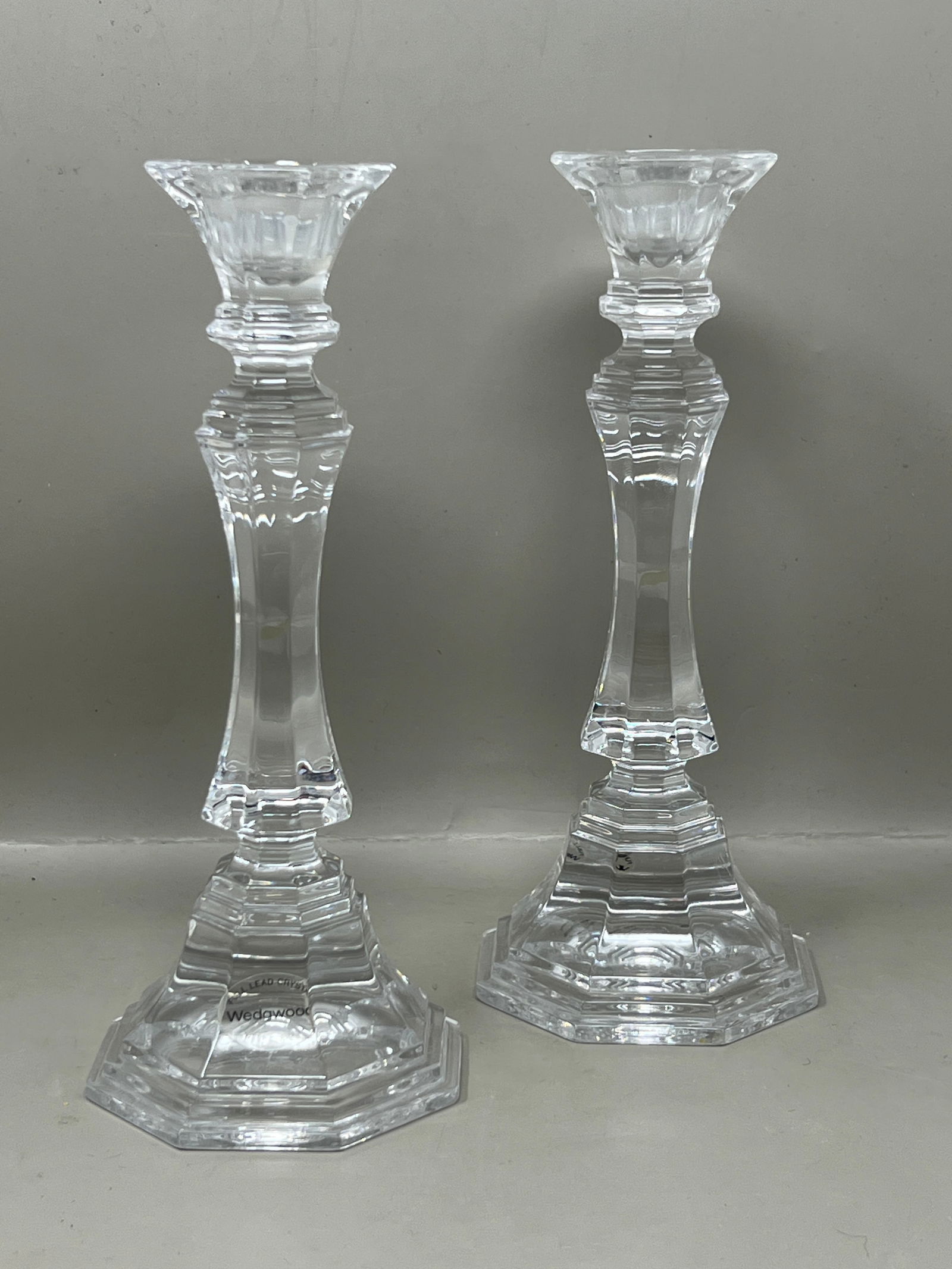 Pair of Wedgwood Crystal 7" Candlestick Candleholders: Leaded Crystal, classic design