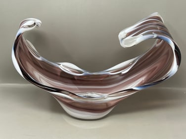 Handblown Purple Pink Murano Art Glass Bowl Catchall Centerpiece