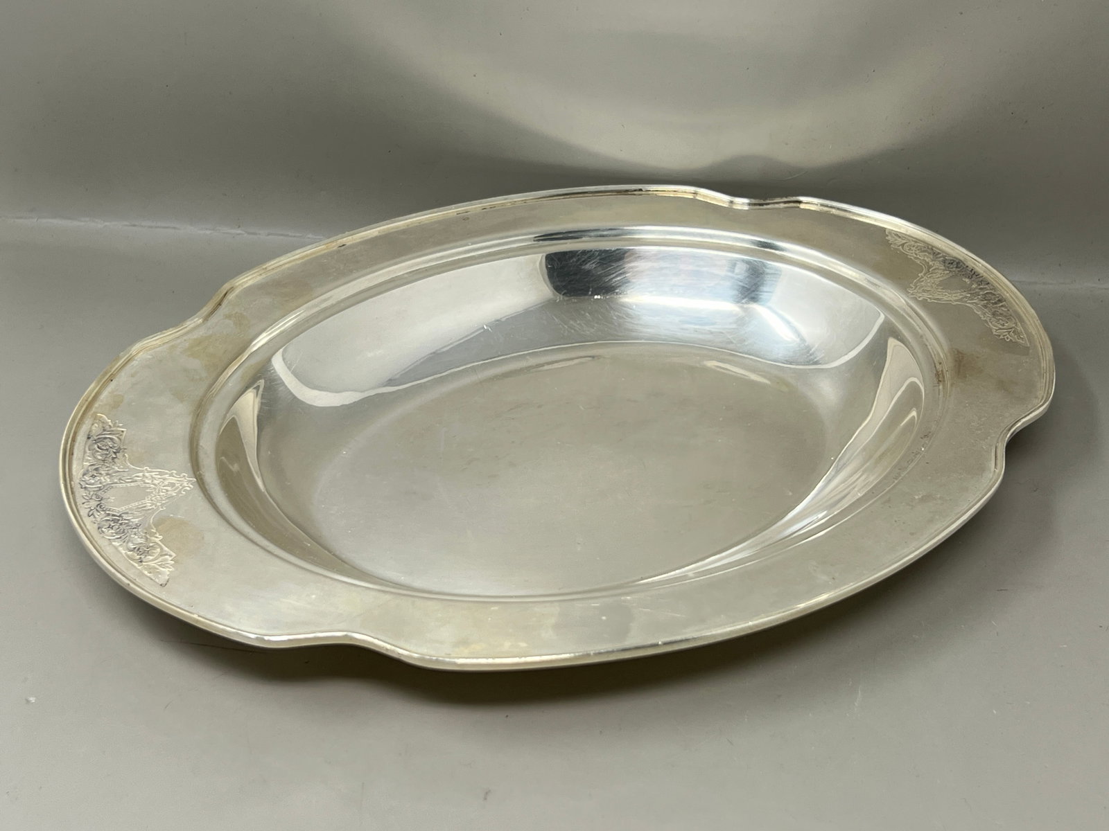 Rogers Bros Ancestral Silverplated Serving Bowl: recently hand polished