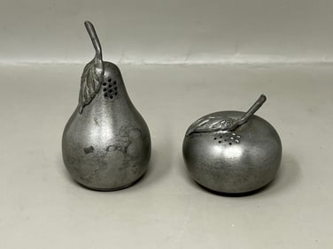 Vintage Kirk Steiff Pewter Apple & Pear Salt & Pepper Shakers