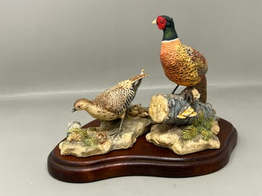 Border Fine Arts Pheasant Figurines on Wood Stand