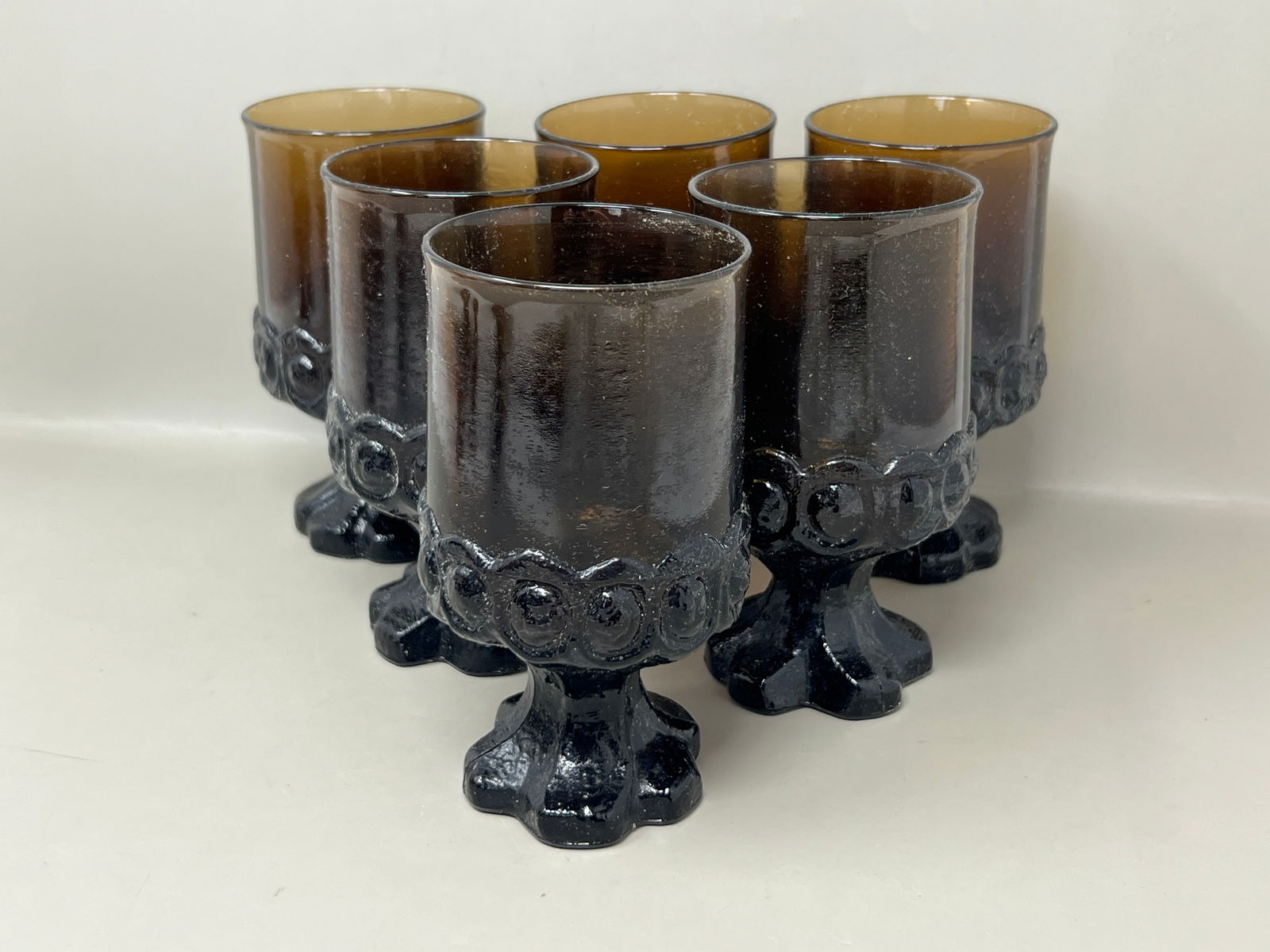 Tiffin Franciscan Madiera Smoke Brown Art Glass Goblets Glasses: Larger Water