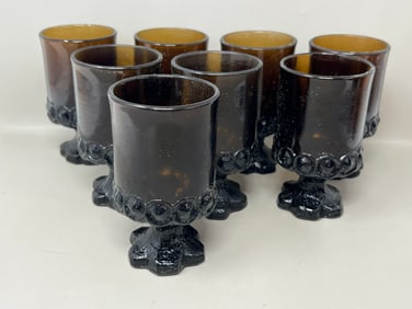 Tiffin Franciscan Madiera Smoke Brown Art Glass Goblets Glasses