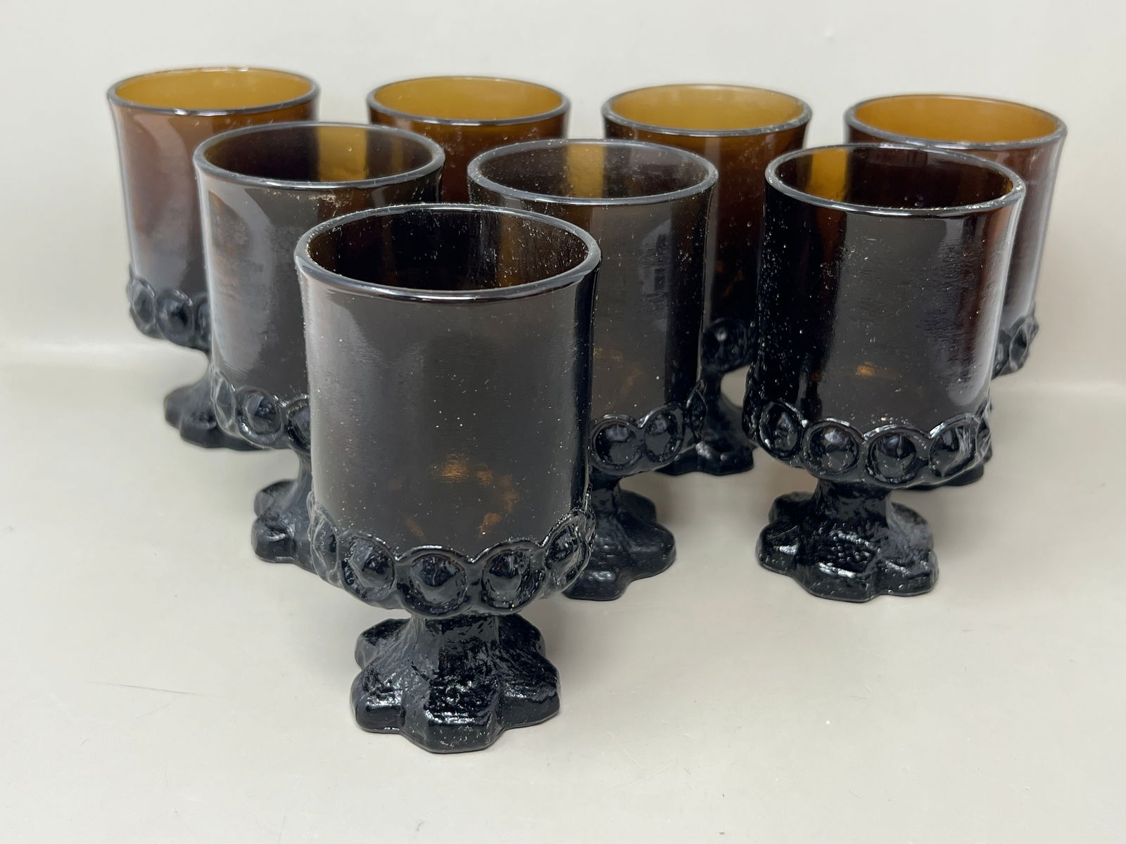 Tiffin Franciscan Madiera Smoke Brown Art Glass Goblets Glasses: Smaller Wine