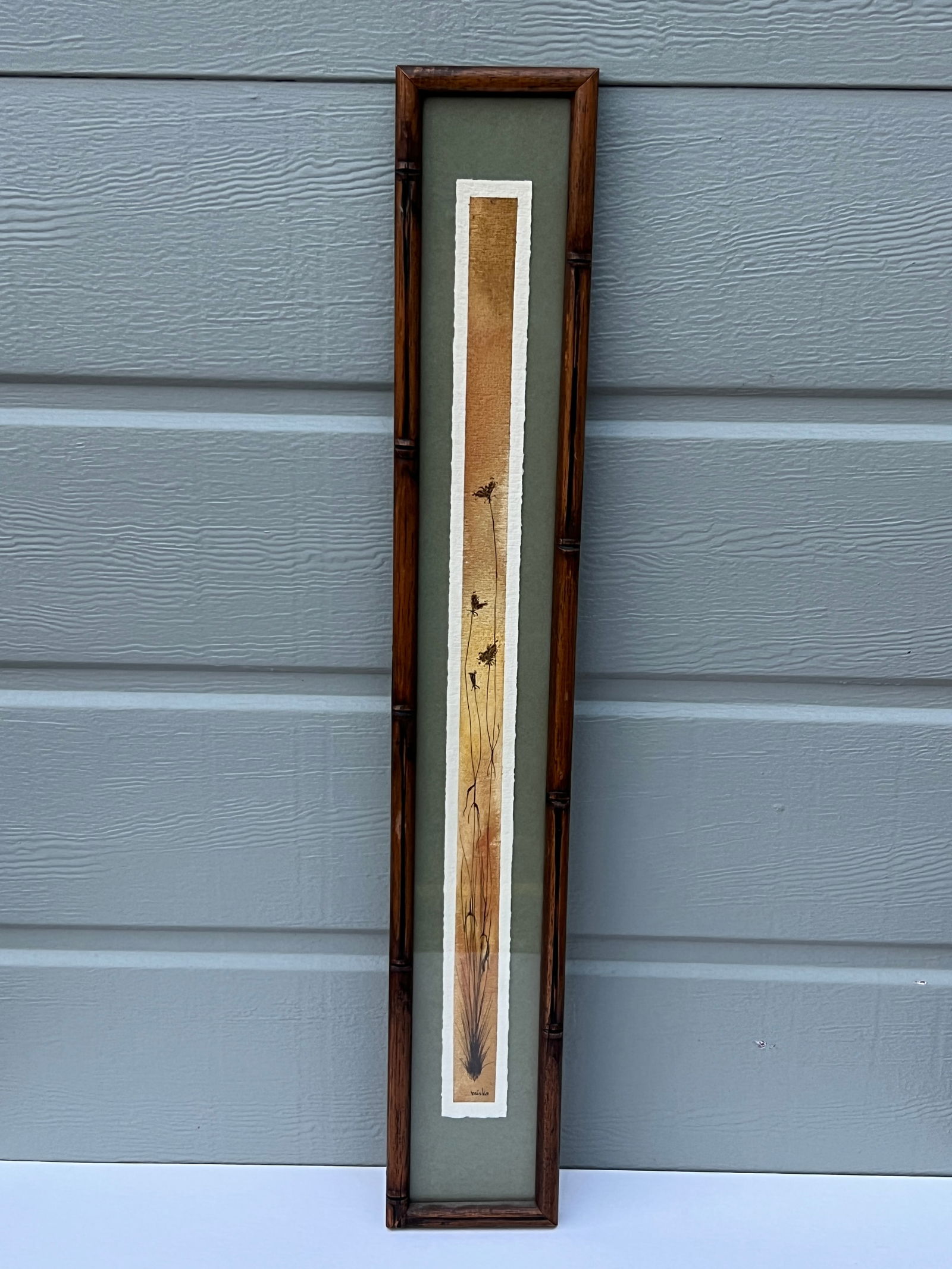 Misko WIllis of Ann Arbor Folk Art Woodblock Print: Framed Dimensions 4"x23.5"