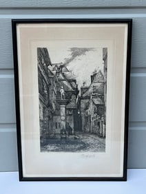 Antique German Etching Franziska Redelsheimer Lithograph Frankfort