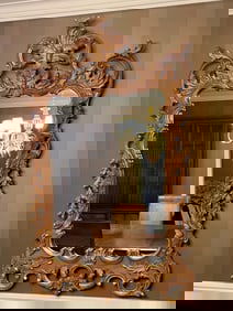 Large Giltwood Carved Mirror Ornate