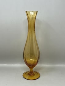 Vintage Amber Art Glass Stretch Swung Vase