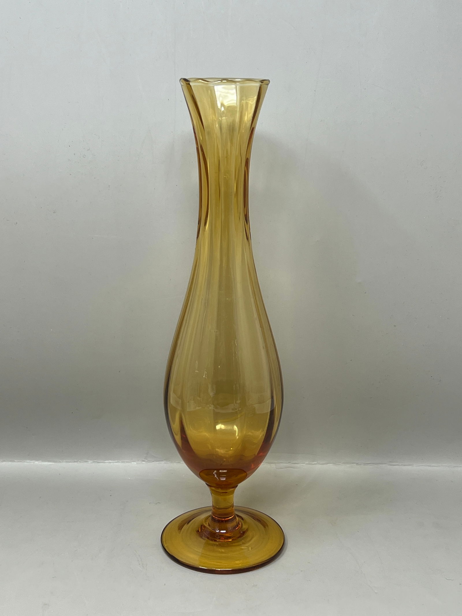 Vintage Amber Art Glass Stretch Swung Vase: beautiful color