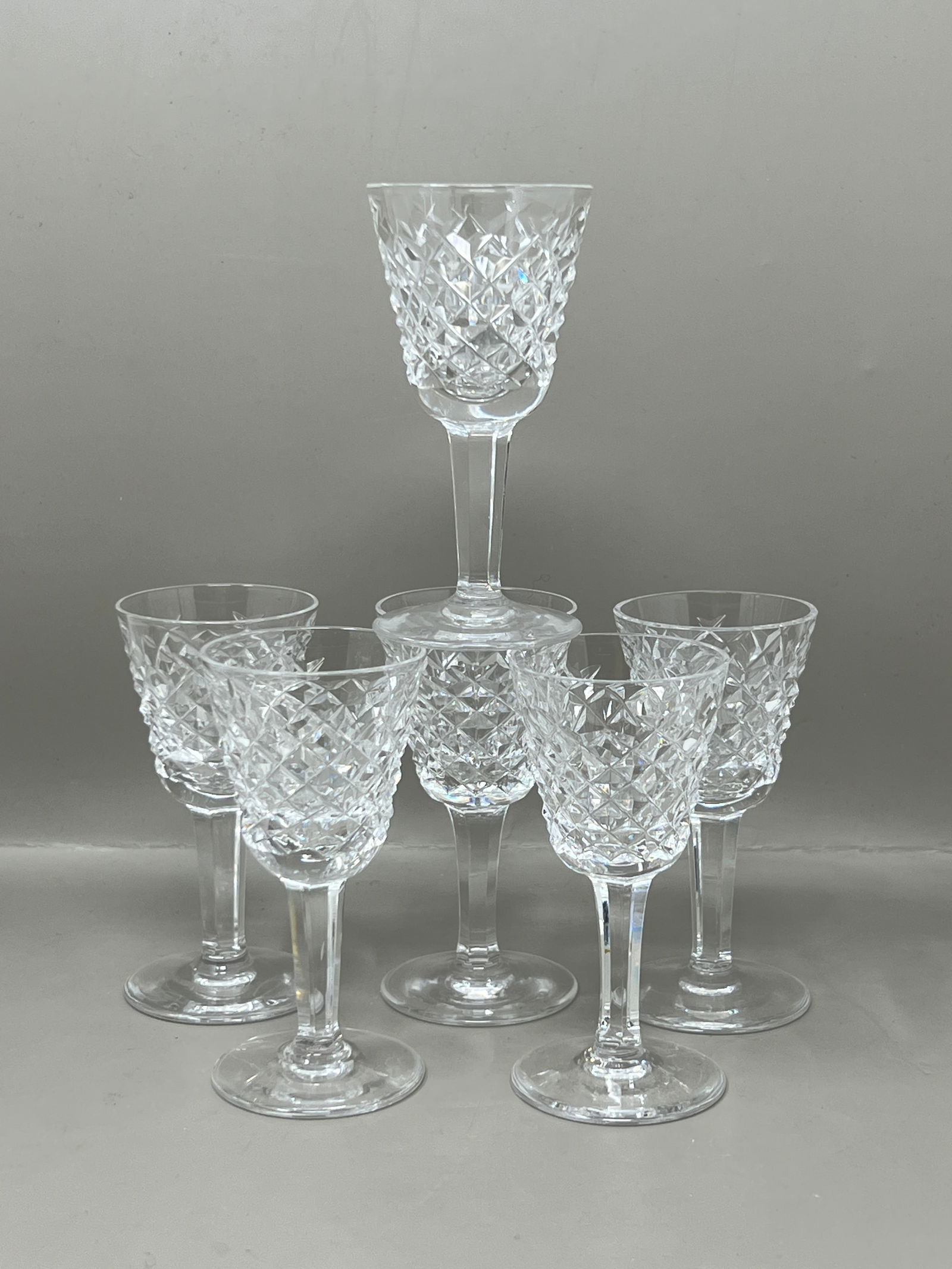 Waterford Crystal Alana Cordial Mini Liquor Stemmed Glasses: great condition, light etch mark
