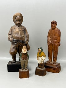 Vintage Carved Wood Figurine Statues Sancho Panza, etc