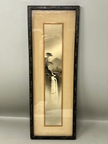 Framed Art Nouveau Period Japanese Ink Wash Artwork