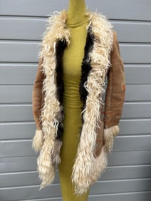 Vintage Shearling Lamb Embrodiered Boho Hippie Coat