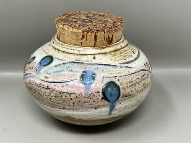 Handcrafted Studio Pottery Corked Jar Vase Stash