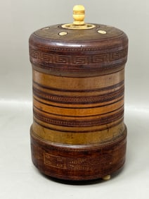 1920s Handturned Wood Tobacco Box Stash Jar
