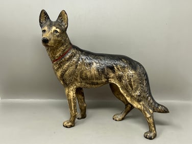 Older Hubley Cold Painted Cast Iron German Shepherd Doorstop
