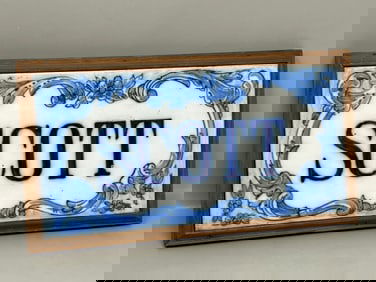 SCOTT Blue & White Ceramic Tile on Board