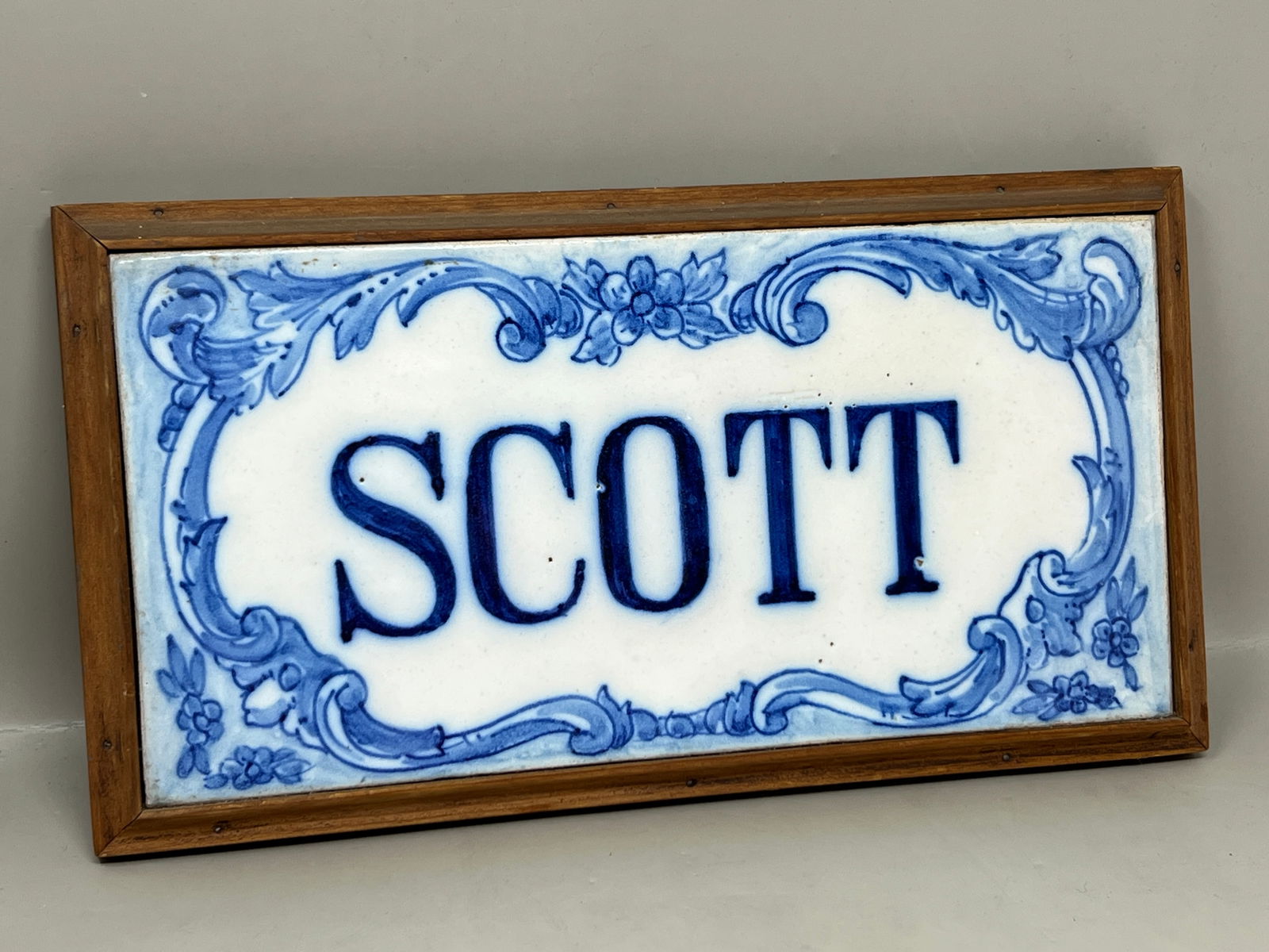 SCOTT Blue & White Ceramic Tile on Board: calling all Scotts!
