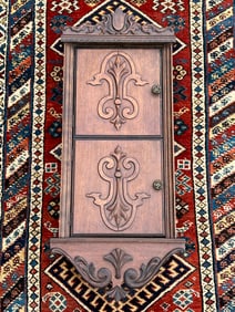 Carved Wood Antique Trinket Cabinet 2 Door