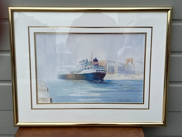 Goderich Harbour John Hartig c. 1985 Framed Freighter Print